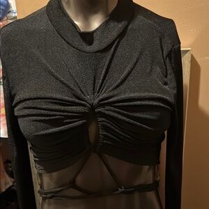 Rue21 Black Ruched Crop Top